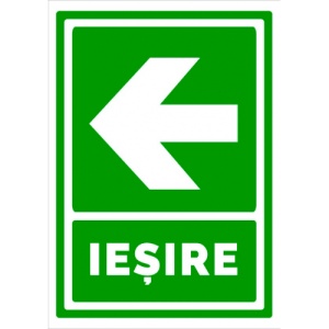 Indicator Semn de iesire cu sageata in stanga, Sticker autocolant