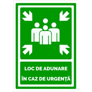 Indicator Semn de loc de adunare in caz de urgenta, Sticker autocolant