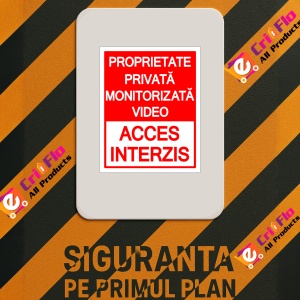 Indicator Semn de proprietate privata monitorizata video acces interzis, Sticker autocolant - Img 3