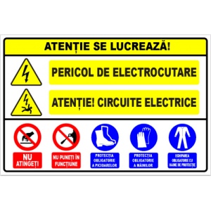 Indicator Semn de santier atentie se lucreaza, Sticker autocolant