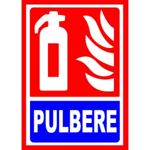 Indicator Semn de stingator cu pulbere, Sticker autocolant