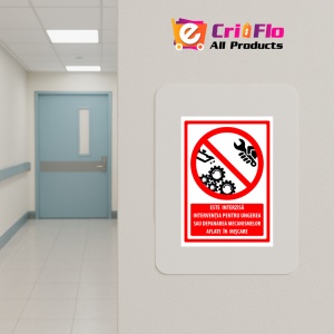 Indicator Semn este interzisa interventia pentru ungerea sau depanarea mecanismelor aflate in miscare, Sticker autocolant - Img 5