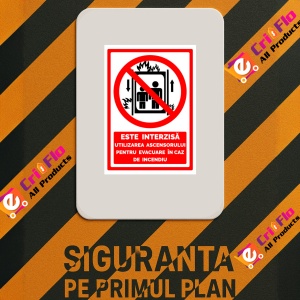 Indicator Semn este interzisa utilizarea ascensorului pentru evacuare in caz de incendiu, Sticker autocolant - Img 3