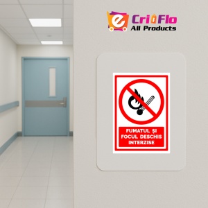 Indicator Semn fumatul si focul deschis interzis, Sticker autocolant - Img 5