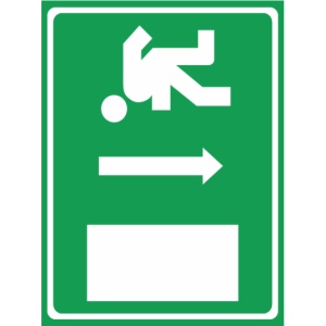 Indicator Semn iesire aici, Sticker autocolant