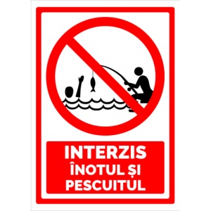Indicator Semn interzis inotul si pescuitul, Sticker autocolant