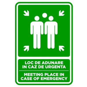 Indicator Semn loc de adunare in caz de urgenta meeting place in case of emergency, Sticker autocolant
