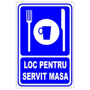 Indicator Semn loc pentru servit masa, Sticker autocolant