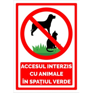 Indicator Semn pentru accesul interzis cu animale in spatiul verde, Sticker autocolant
