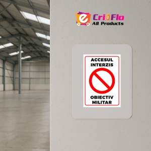 Indicator Semn pentru accesul interzis obiectiv militar, Sticker autocolant - Img 4