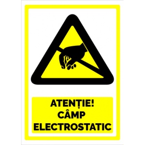 Indicator Semn pentru atentie camp electrostatic, Sticker autocolant