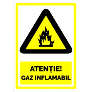 Indicator Semn pentru atentie gaz inflamabil, Sticker autocolant