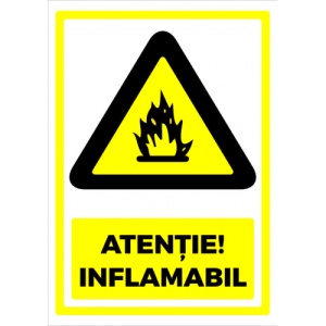 Indicator Semn pentru atentie inflamabil, Sticker autocolant