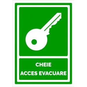 Indicator Semn pentru cheie acces evacuare, Sticker autocolant