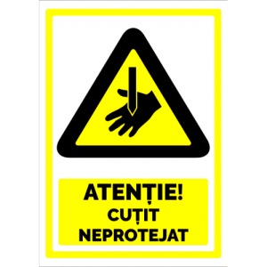 Indicator Semn pentru cutit neprotejat, Sticker autocolant