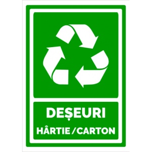 Indicator Semn pentru deseuri hartie si carton, Sticker autocolant