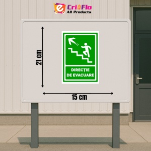 Indicator Semn pentru directie de evacuare spre scari in stanga sus, Sticker autocolant - Img 2