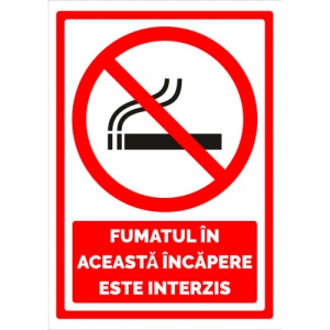 Indicator Semn pentru fumatul in aceasta incapere este interzis, Sticker autocolant