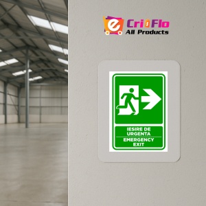 Indicator Semn pentru iesire cu directie in dreapta emergency exit, Sticker autocolant - Img 4
