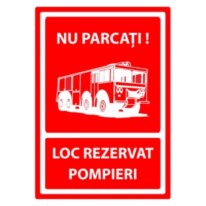 Indicator Semn pentru loc de parcate rezervat pompierilor, Sticker autocolant