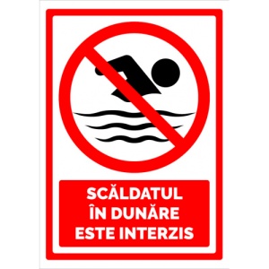 Indicator Semn pentru scaldatul in dunare este interzis, Sticker autocolant
