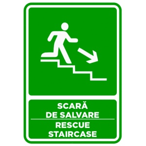 Indicator Semn pentru scara de salvare sprea dreapta jos, Sticker autocolant