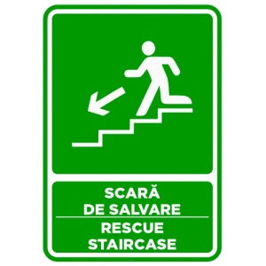 Indicator Semn pentru scara de salvare sprea stanga jos, Sticker autocolant
