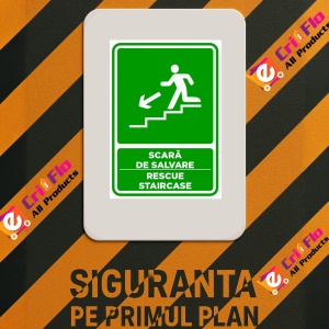 Indicator Semn pentru scara de salvare sprea stanga jos, Sticker autocolant - Img 3