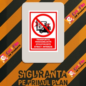Indicator Semn pentru transportul persoanelor pe stivuitor este interzis, Sticker autocolant - Img 3