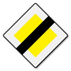 Indicator Sfarsitul drumului cu prioritate, Sticker autocolant