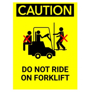 Indicator Sign caution do not ride on forklift, Sticker autocolant