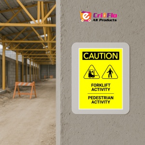 Indicator Sign caution forklift activity pedestrian activity, Sticker autocolant - Img 5