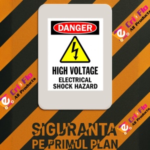 Indicator Sign danger high voltage electrical shock hazard, Sticker autocolant - Img 3