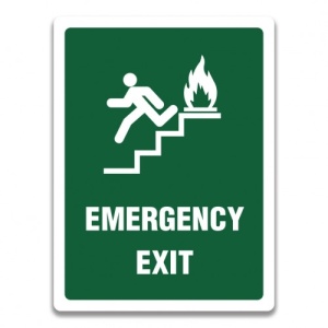 Indicator SIGN EMERGENCY EXIT STAIRWAY LEFT, Sticker autocolant