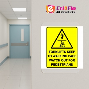 Indicator Sign forklifts keep to walking pace watch out for pedestrians, Sticker autocolant - Img 5