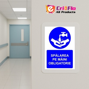 Indicator Spalarea pe maini obligatorie indicator de obligativitate, Sticker autocolant - Img 5