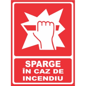 Indicator Sparge in caz de incendiu, Sticker autocolant