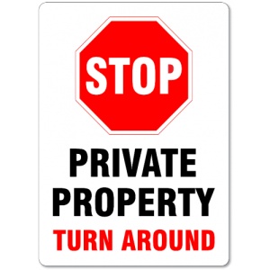 Indicator Stop private property turn around, Sticker autocolant