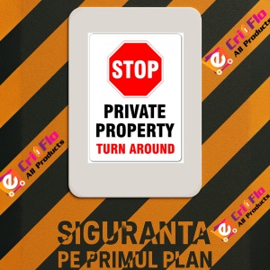 Indicator Stop private property turn around, Sticker autocolant - Img 3