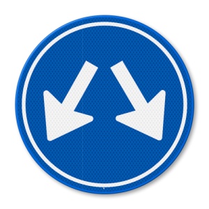 Indicator Trecerea la stanga sau la dreapta obligatorie, Sticker autocolant