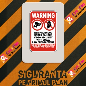 Indicator Warning Neighborhood Under 24-Hour Video Security Sign, Sticker autocolant - Img 3