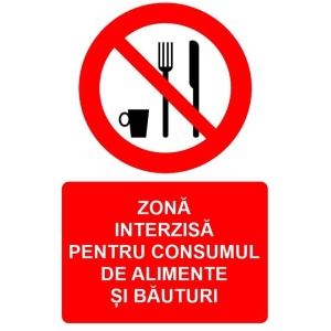 Indicator Zona interzisa pentru consumul de alimente si bauturi indicator de interzicere, Sticker autocolant