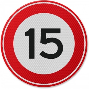 Indictor de circulatie 15 km, Sticker autocolant