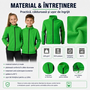 Jachetă Fleece Copii Tip Bluză Hanorac cu Fermoar, Călduroasă și Moale – Frosty 529 - Img 8
