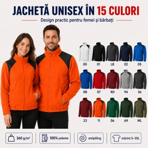 Jachetă Polar Fleece Unisex Damă Bărbat Malfini Hi-Q 506 – 360 g/m², Umeri Impermeabili