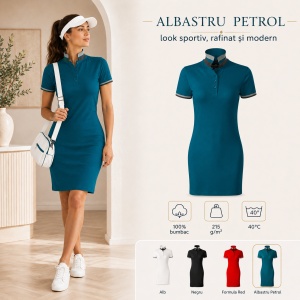 Rochie Polo Damă tip tricou, Malfini Premium 271 Dress Up, 100% Bumbac, Croială Cambrată, 215 g/m², Mărimi XS 2XL, 4 Culori - Img 15
