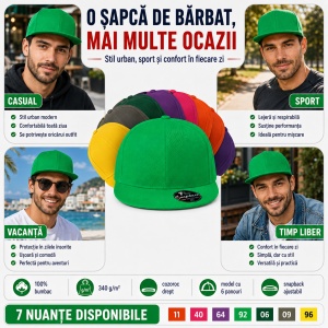Șapcă Bărbat Unisex tip Snapback cu Cozoroc Drept, Reglabilă – RAP 6P 302 - Img 7