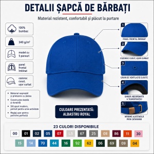 Șapcă Bărbați Sport din Bumbac, Reglabilă cu Cataramă și Cozoroc Curbat – 5P 307 - Img 2