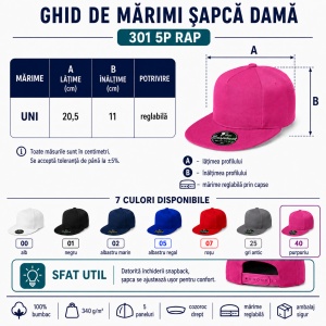 Șapcă damă RAP Malfini 301 5P, 100% bumbac, reglabilă, 7 culori - Img 9