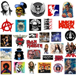 Set 100 bucati stickere waterproof Rock the world pentru laptop, skateboard, bicicleta, frigider, moto - Img 3